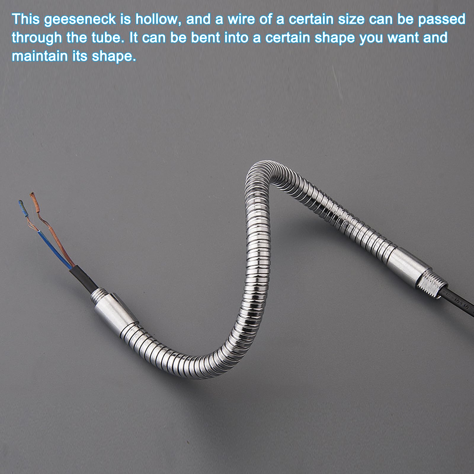 PATIKIL 9.9" Universal Gooseneck Hose, 2 Pcs M10 Fine Thread Bendable Metal Hose Flexible Arm Soft Tube Extension for Lamp, DIY Equipment, Black - Image 4