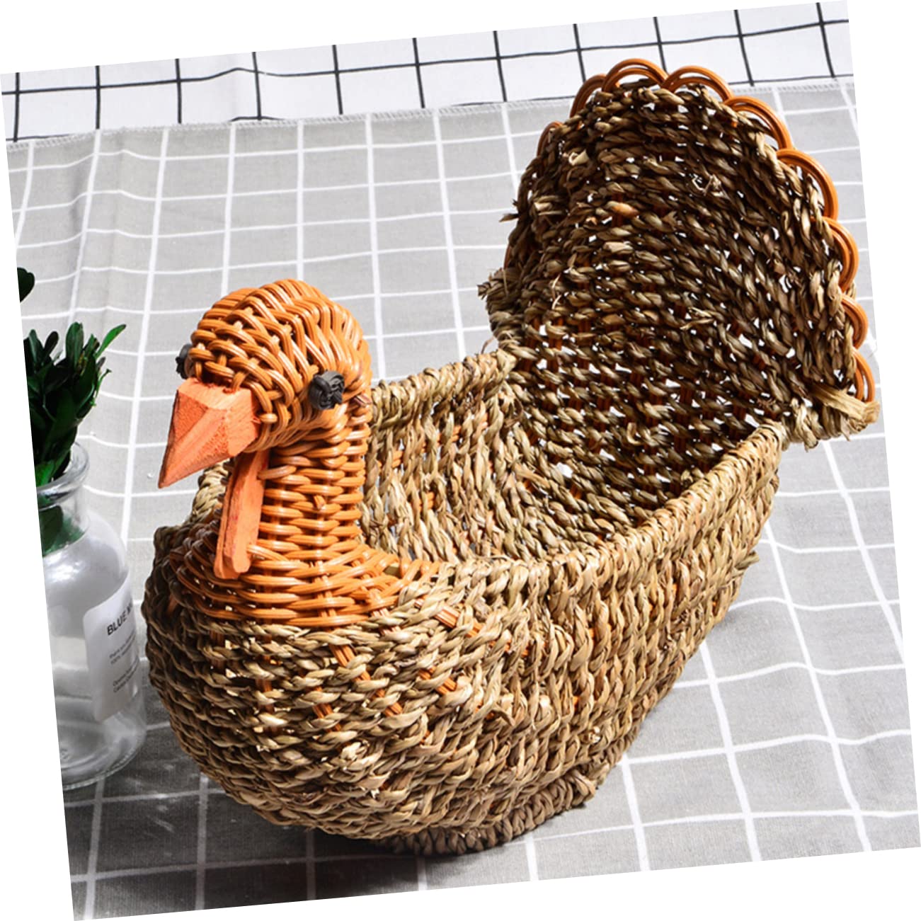 Levemolo Straw Turkey Basket Wicker Round Tray Bread Baskets Rattan Baskets for Storage Thanksgiving Straw Basket Snack Serving Basket Round Bread Basket Egg Basket Small Woven Basket Pp
