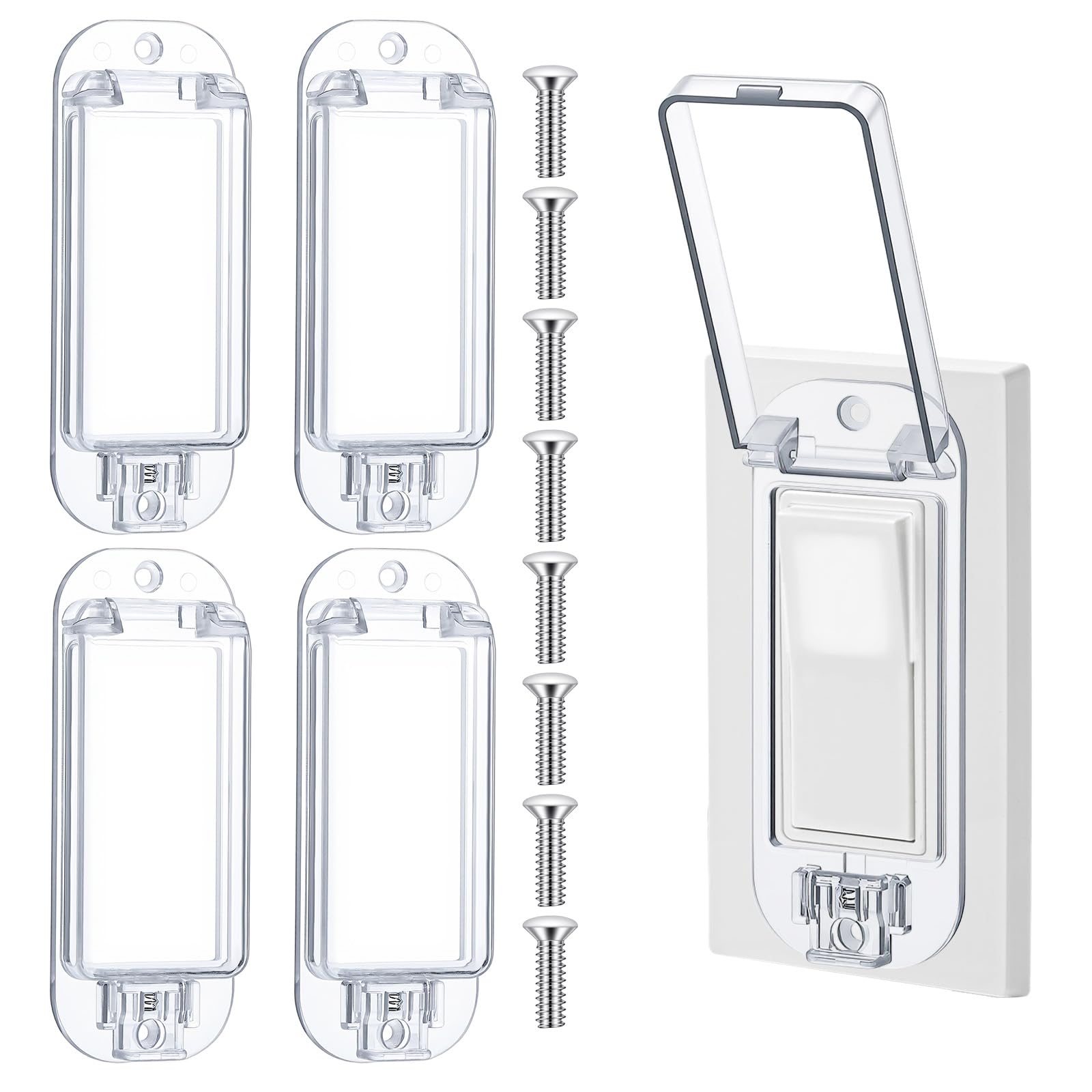 Chsoejuf 4PCS Clear Light Switch Cover Guard Child Proof Lock Covers Bumps