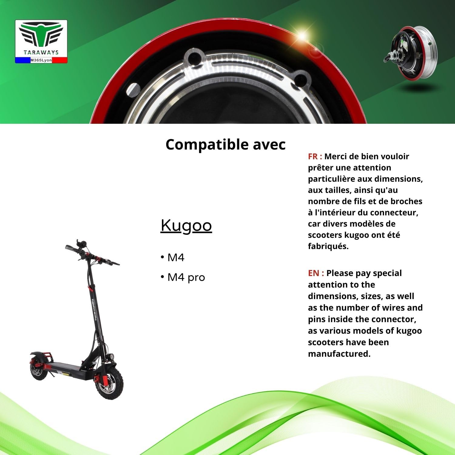 [M365Lyon] – Moteur arrière Compatible avec Trottinette électrique Kugoo M4 / M4pro