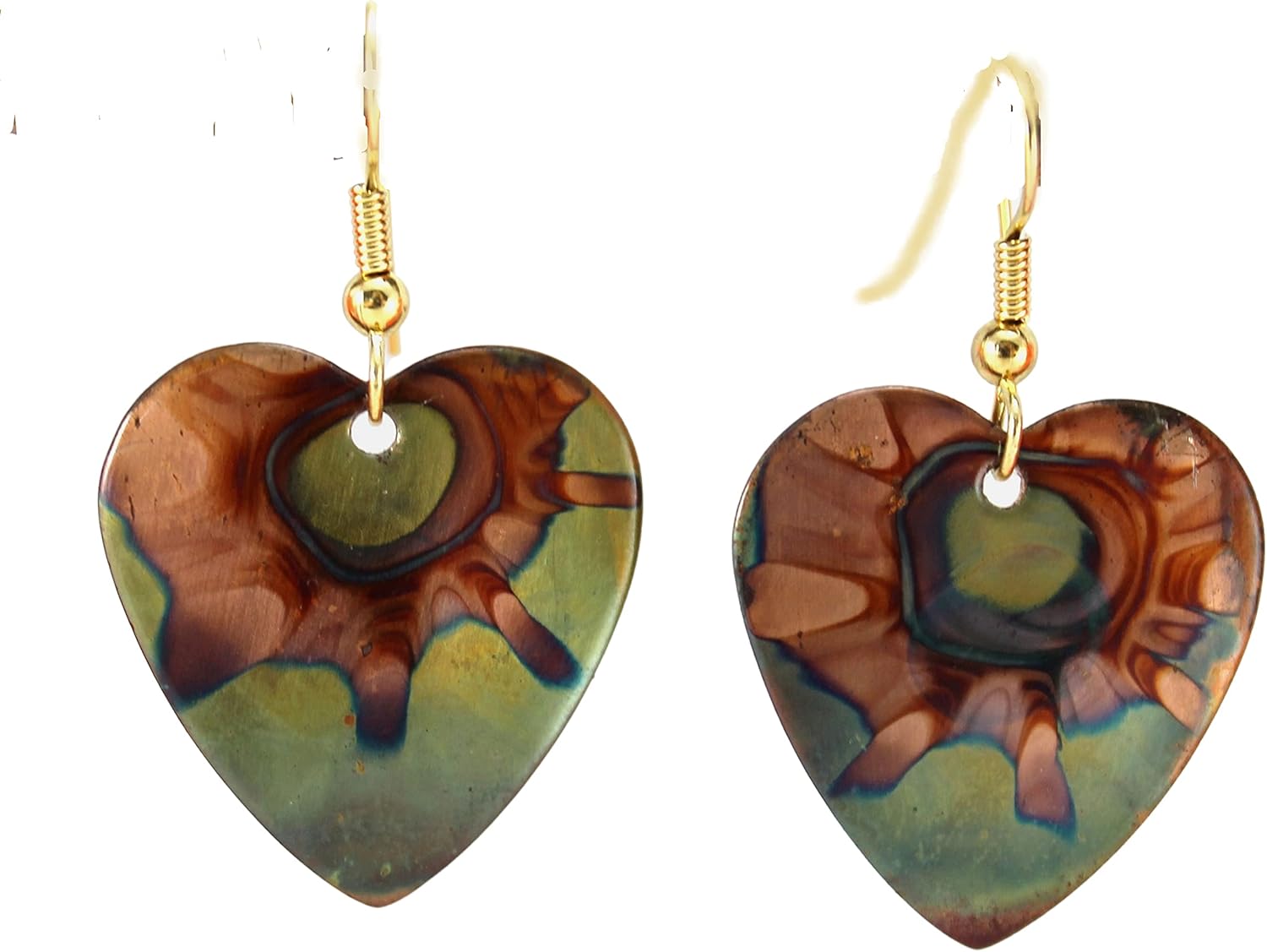 Flame Painted Copper Earrings - Hearts