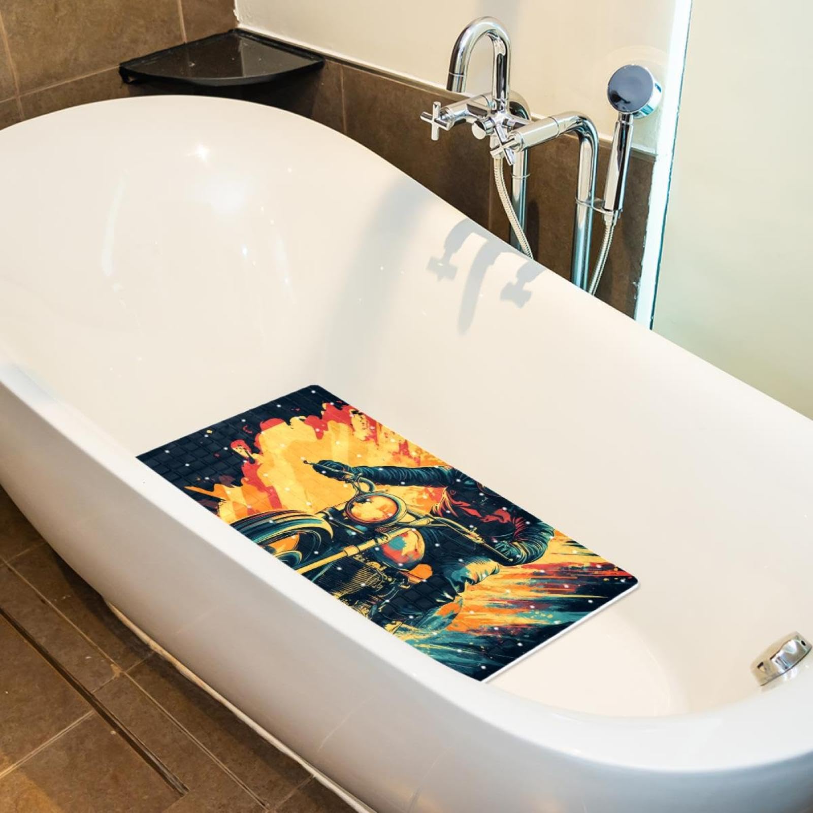 Cool Racer Tapis de bain antidérapant rectangulaire avec ventouses - Lavable en machine - 40 x 70 cm