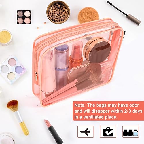 Miniatura 5 de APREUTY Bolsas de maquillaje transparentes, aprobadas por la TSA, juego de 6 bolsas de maquillaje cosmético de PVC transparente con asa de
