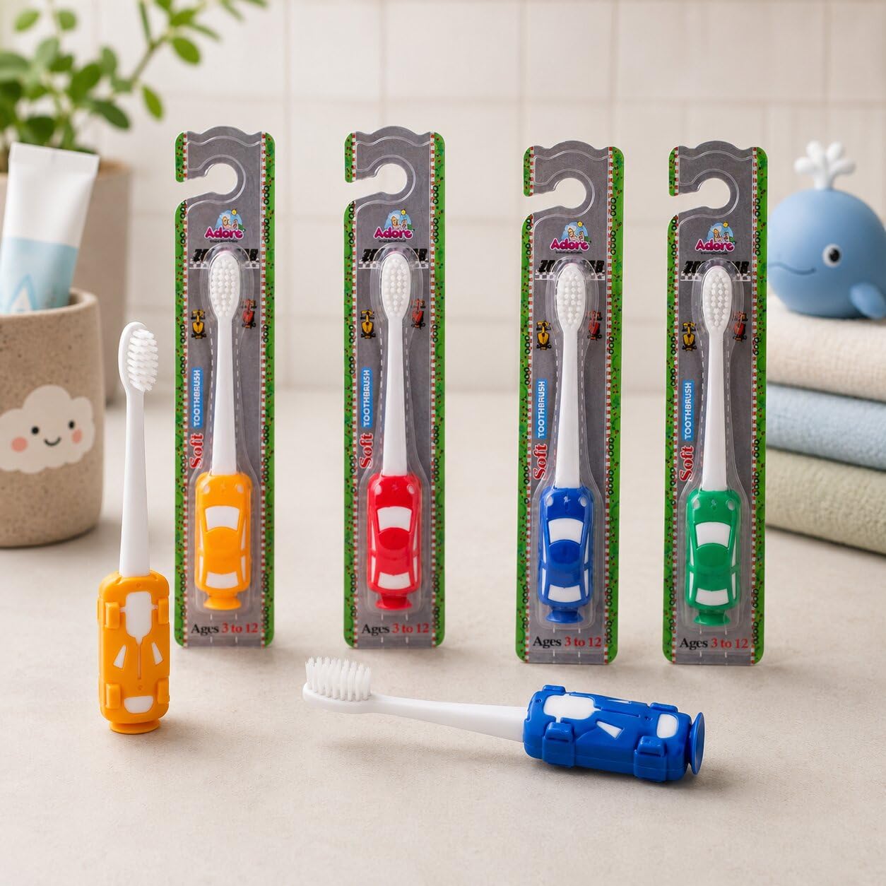 Adore Zoom Car Kids Soft Bristles Toothbrush Pack of 4 (Multicolor, Pack Of 4)-image-35