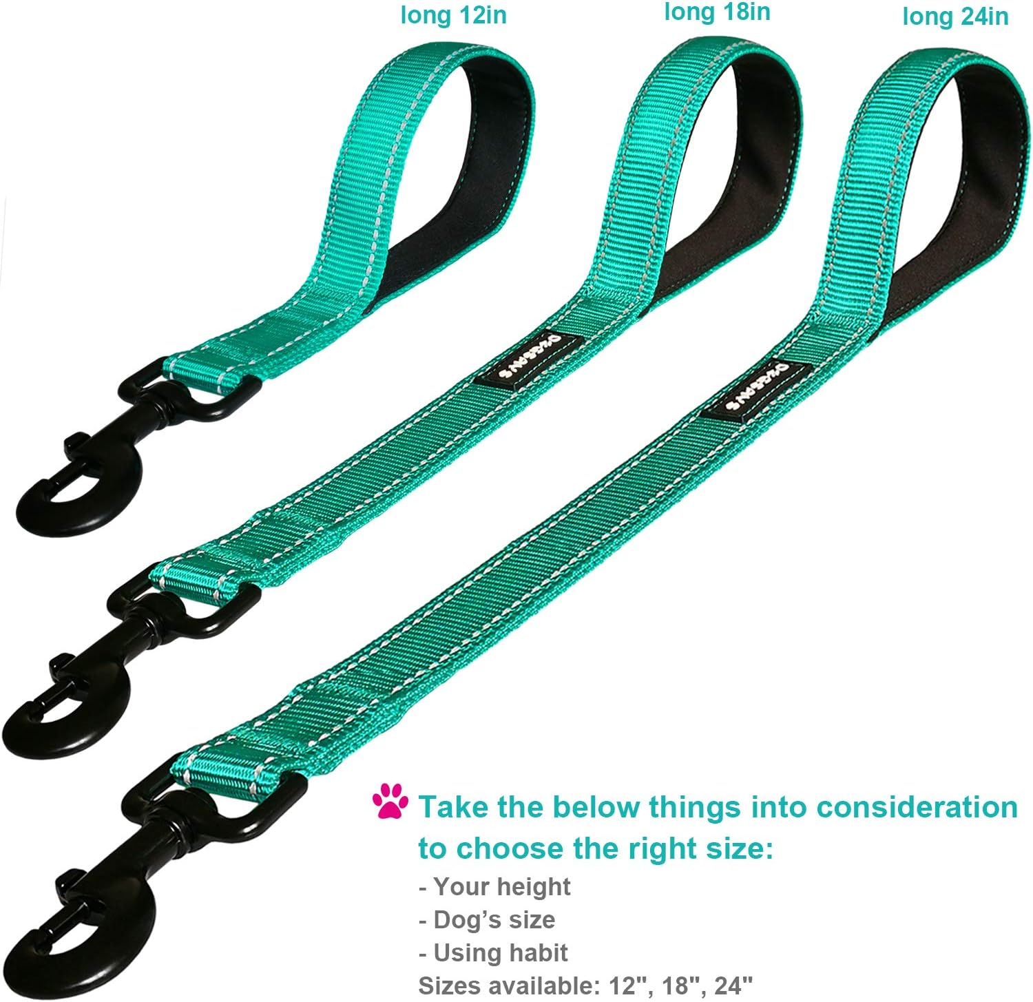 Short Dog Leash, Traffic Padded Handle, Heavy Duty, Short Nylon Dog Lead for Training Control - Image 3