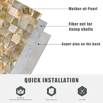 MOP Mother of Pearl Peel and Stick Backsplash Subway Tile 1 Sheet