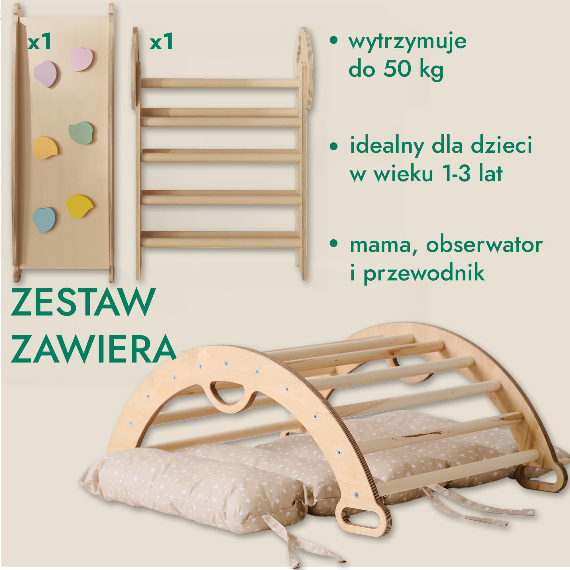 Goodevas Montessori zestaw rusztowań wspinaczkowych 5 w 1: do wnętrz, trójkąt wspinaczkowy, łuk wspinaczkowy z poduszką i zjeżdżalnią dla dzieci, plac zabaw dla dzieci w wieku 1-3 lat