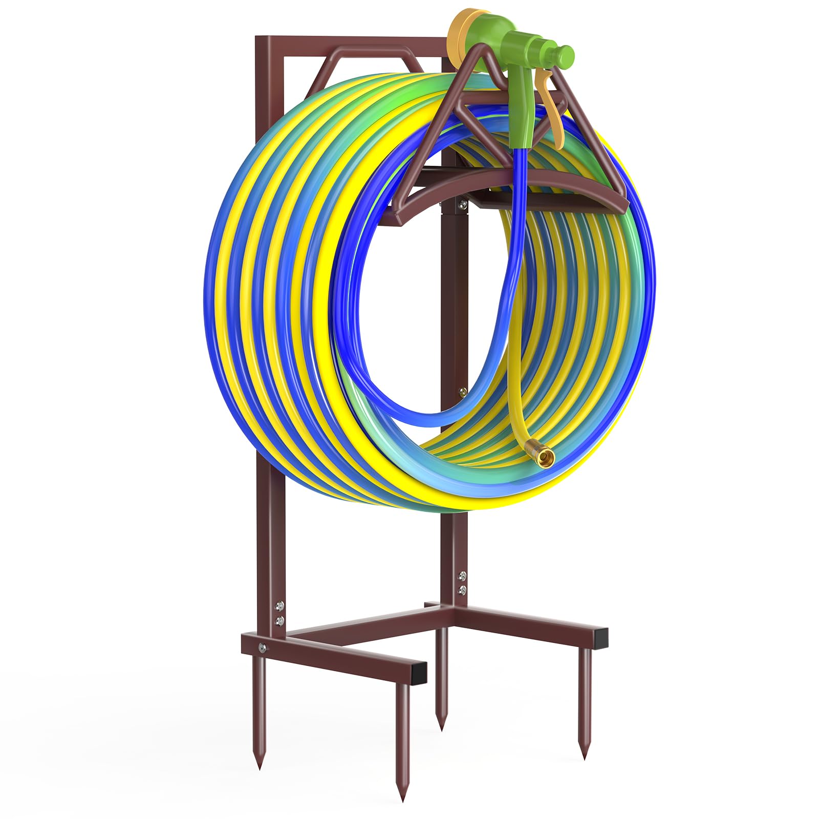 New Garden Hose Holder, Heavy Duty Freestanding Water Hose Holder Stand Holds 160-feet Hose, Detachable Hose Storage Reels Hanger Rack for Outside Yard Lawn Farm, Bronze
