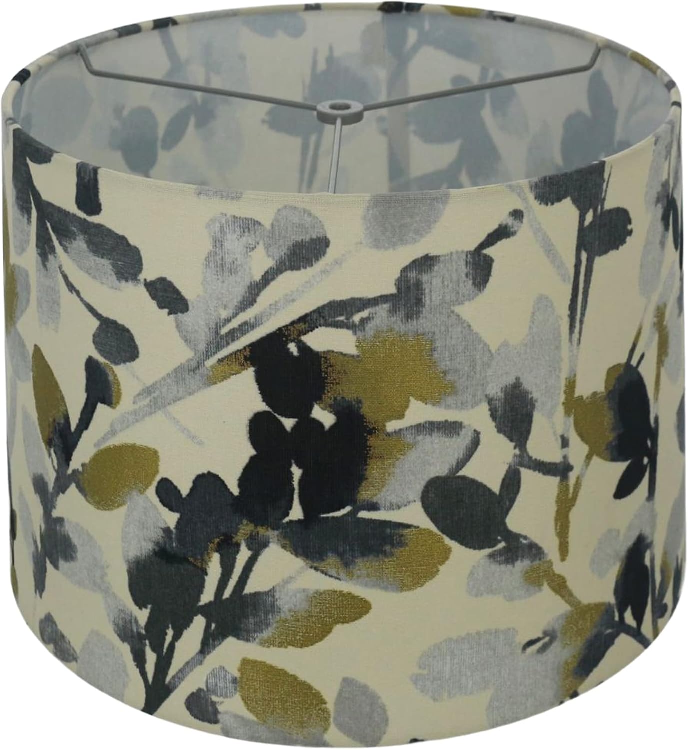 French Drum Suede Lampshade, 14-inch by 16-inch by 11-inch, Spider Fitter, Tan