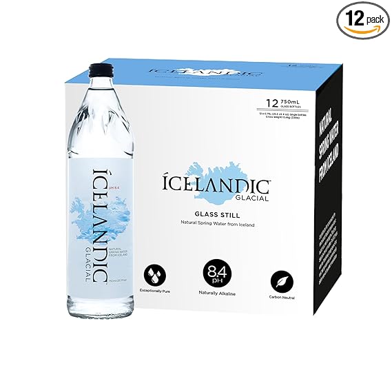 Icelandic Glacial Natural Spring Water, Still, 25.3 oz Glass Bottle (Pack of 12)