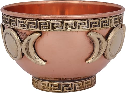 Miniatura 5 de Indian Consigners Cuenco espiritual de triple luna para servir, ofrenda o manchado de brujería pequeño (diosa triple)