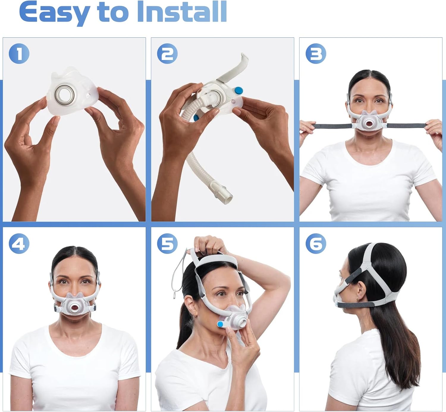 PalpitateC 2Packs F40 Replacement Headgear Compatible with ResMed Airfit F40 Full Face Mask for Adjustable Home Mask Headband with 4 Magnetic Headgear Clips Large - Image 4