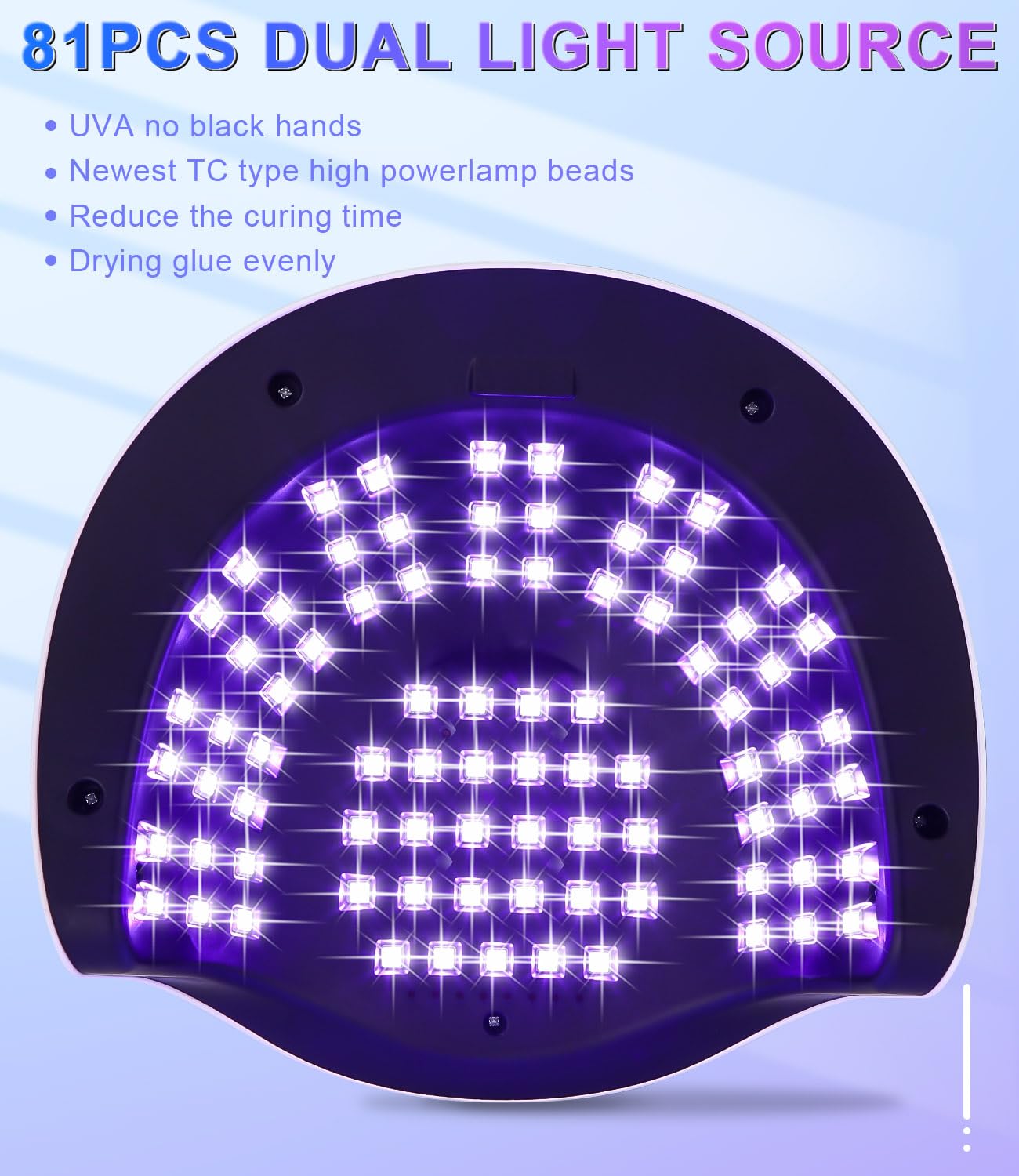 Zawaer Lampe UV Sèche Ongles Professionnel, 380W LED Séchoir à Ongles Automatique, 81 LEDs, Séchage Rapide, Grand LCD Ecran, 4 Minuteries 10s/30s/60s/99s pour Vernis Semi Permanent, Gel et Vernis