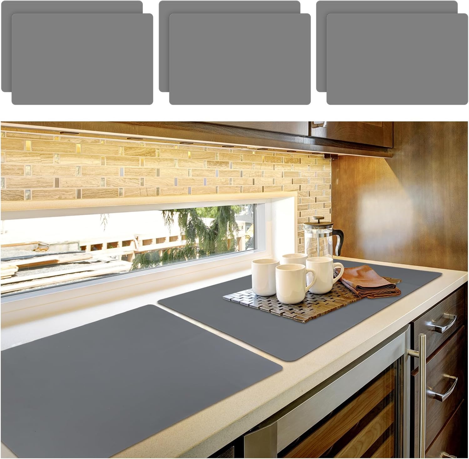 Mifoci 6 Pack Silicone Mats for Kitchen Counter Bulk 15.8 x