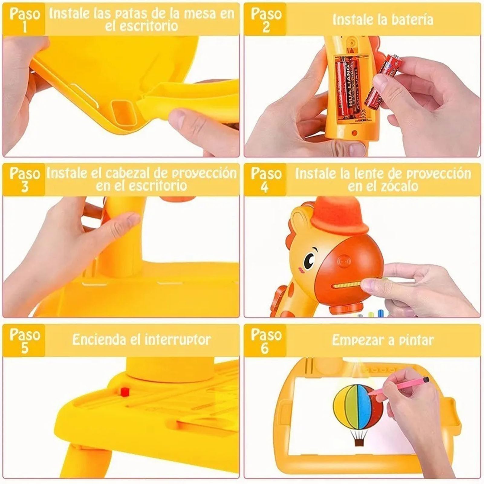 Tavolo da Disegno Colorato Proiezione Giocattolo con Illuminazione Musicale per Bambini, Tavolo da Disegno Regolabile per Disegnare Giraffa, 3 modalità, per Regalo di Compleanno per Bambini,