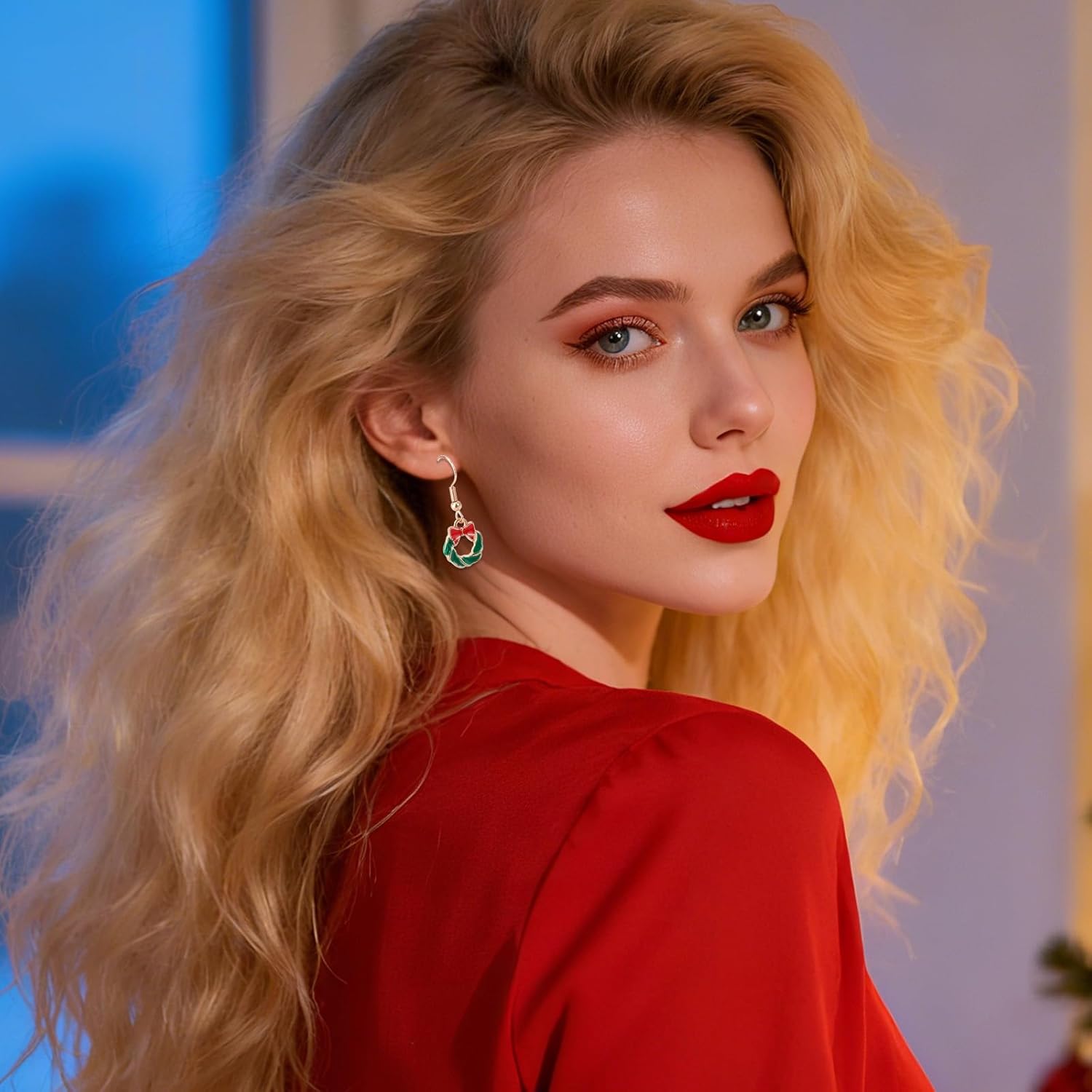 12pcs Christmas Earrings Set, Christmas Santa Sock Candy Wreath Bow Bell Dangle Holiday Earrings for Women Jewelry - Image 6