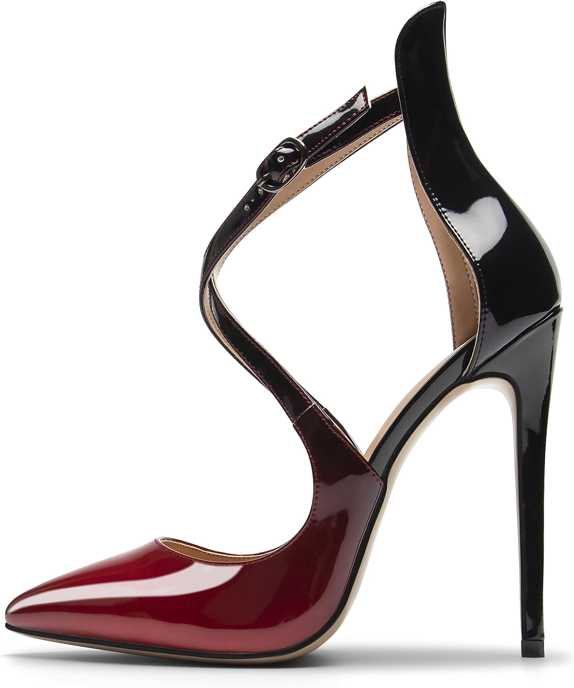 Women's Pointed Toe Stiletto High Heels Crisscross Strappy Pumps Ladies Ankle Buckle Strap Shoes