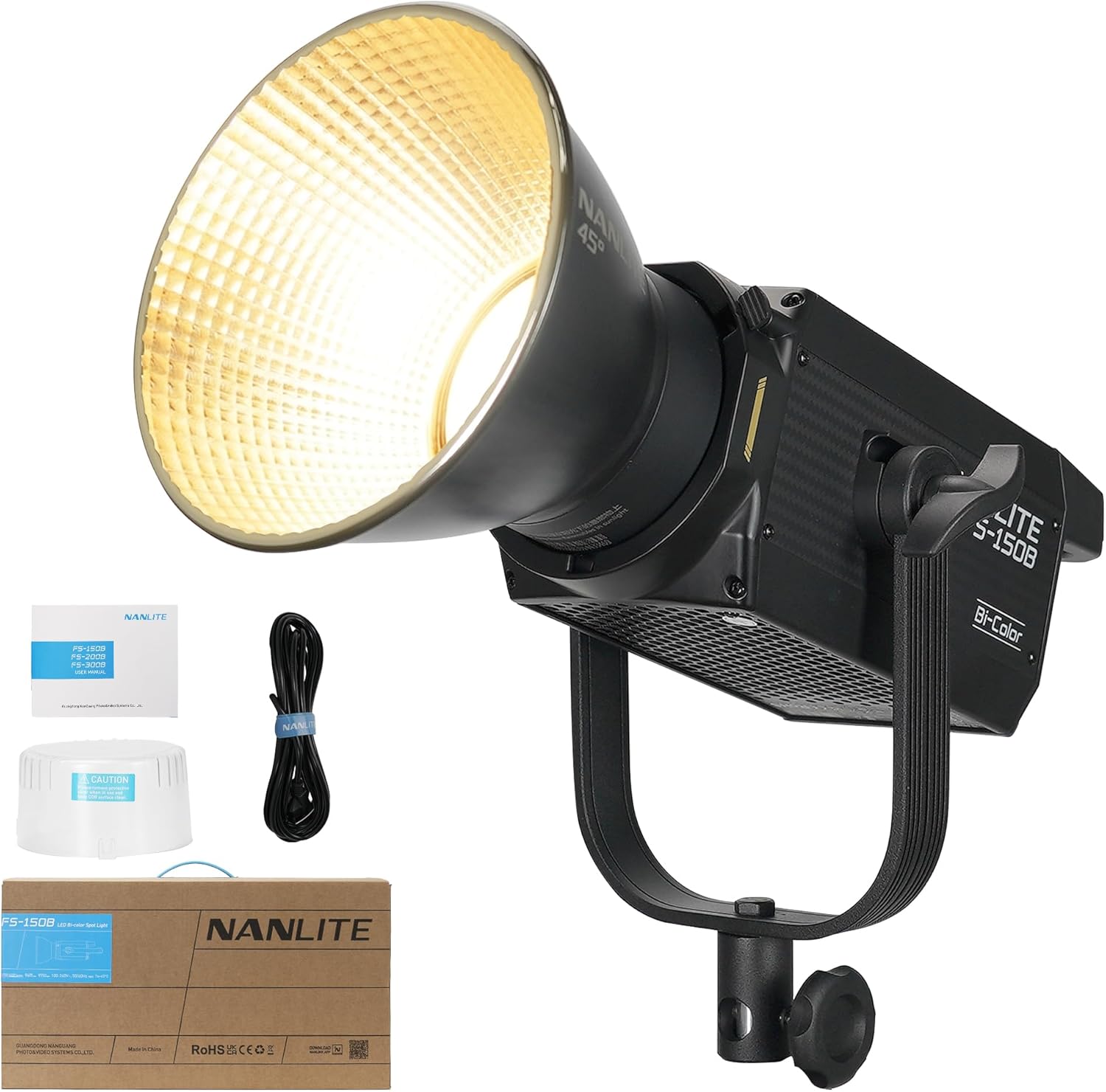 Nanlite FS-150B Bi-Color Studio Spotlight, 2700K-6500K, Bluetooth, 2.4G, Bowens Mount for Photography, Videography and Live Streamer