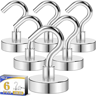 Magnetic Hooks, 40Lbs Heavy Duty Magnets Hooks for Cruise Cabins, Extral Strong Magnets with Hooks for Hanging, Metal Magnetic Grill Hook Magnetic Hanger for Fridge, Toolbox, Storage - 6Pack