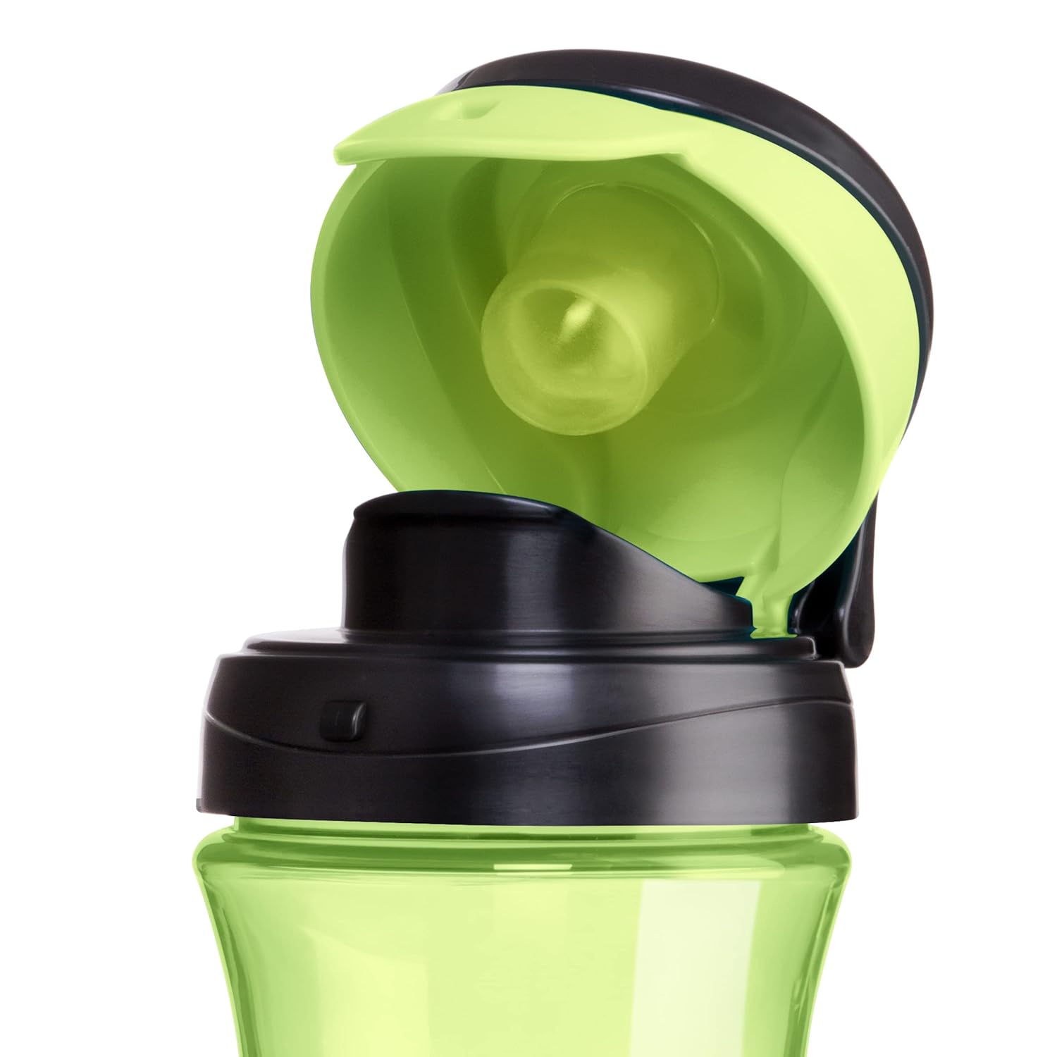 Chicco My Tumbler Open Rim Water Bottle with Free-Flow Spout 12oz, Spill Proof when Lid is Closed, Flip-Up Carry Handle, Top-Rack Dishwasher Safe, Easy to Hold, Green, 2+ Years (Pack of 6)