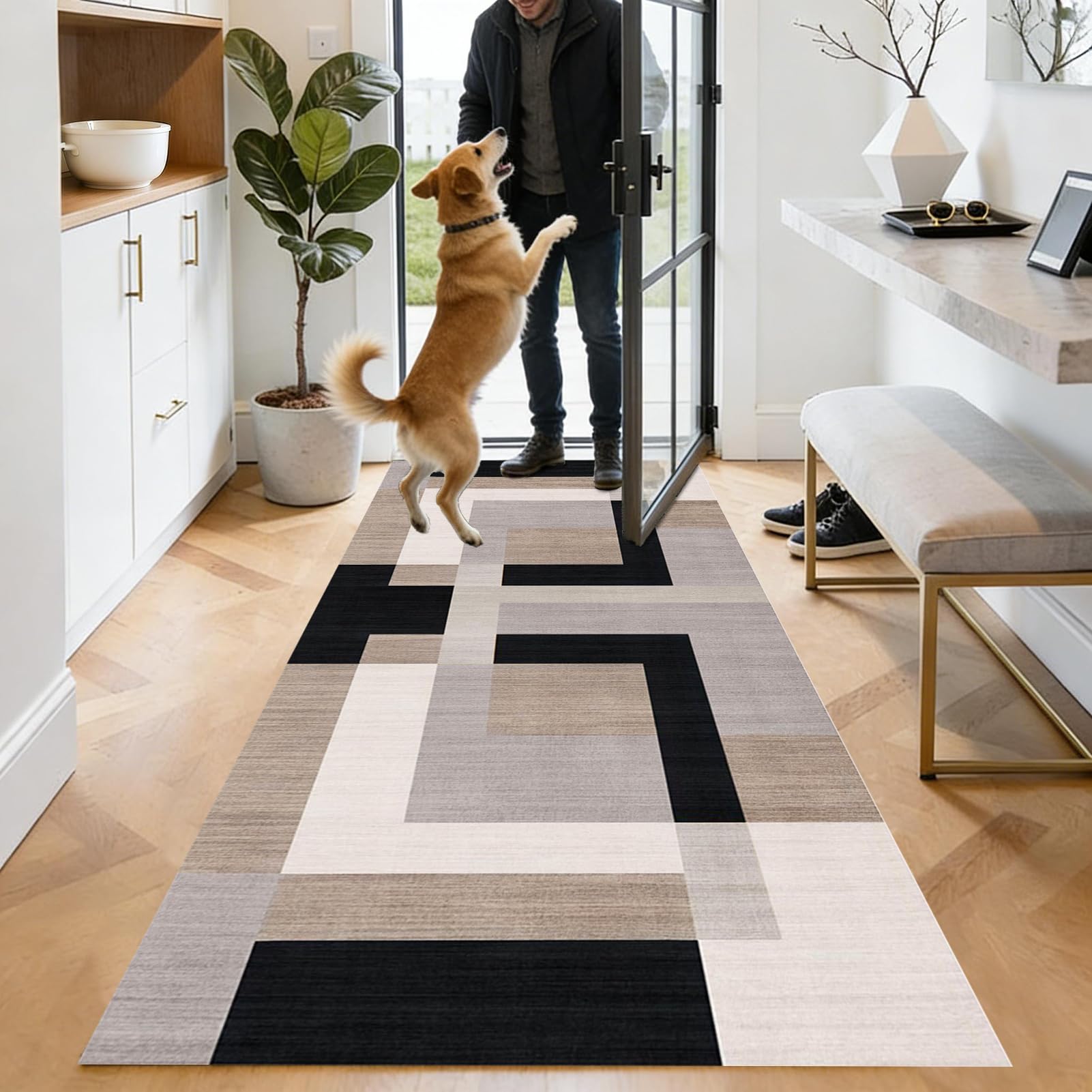 Alfombra corredor larga moderna de 50 x 450 cm lavable para cocina y pasillos