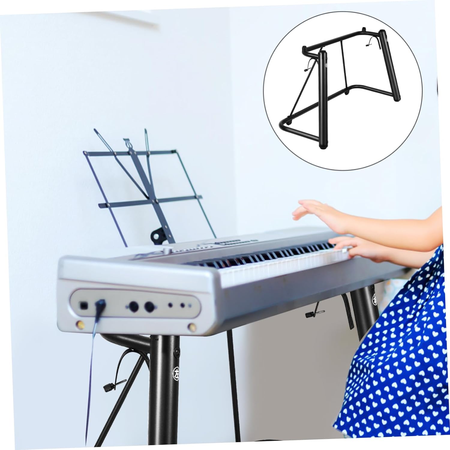 Abaodam Heavy-Duty U-Shaped Piano Stand for 88/61 Key Electric Keyboard Adjustable Sturdy Metal Support for Music and Performance