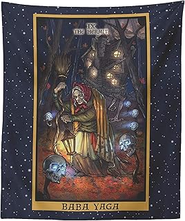 Baba Yaga The Hermit Tarot Card Tapestry - Slavic 