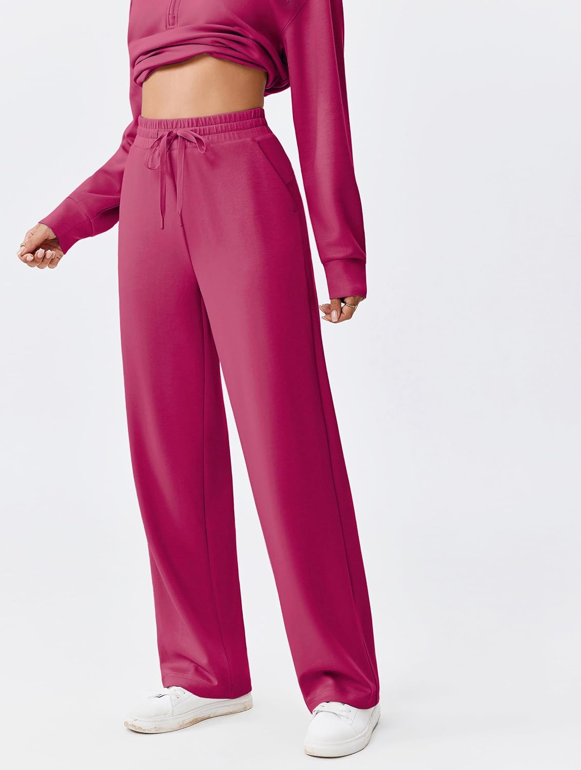 PINSPARK 2 Piece Sets for Women 1/2 Zip Sweatsuit Loose Fit Sweatshirt Straight Leg Pants 2025 Matching Outfit Fall Tracksuit - Image 5