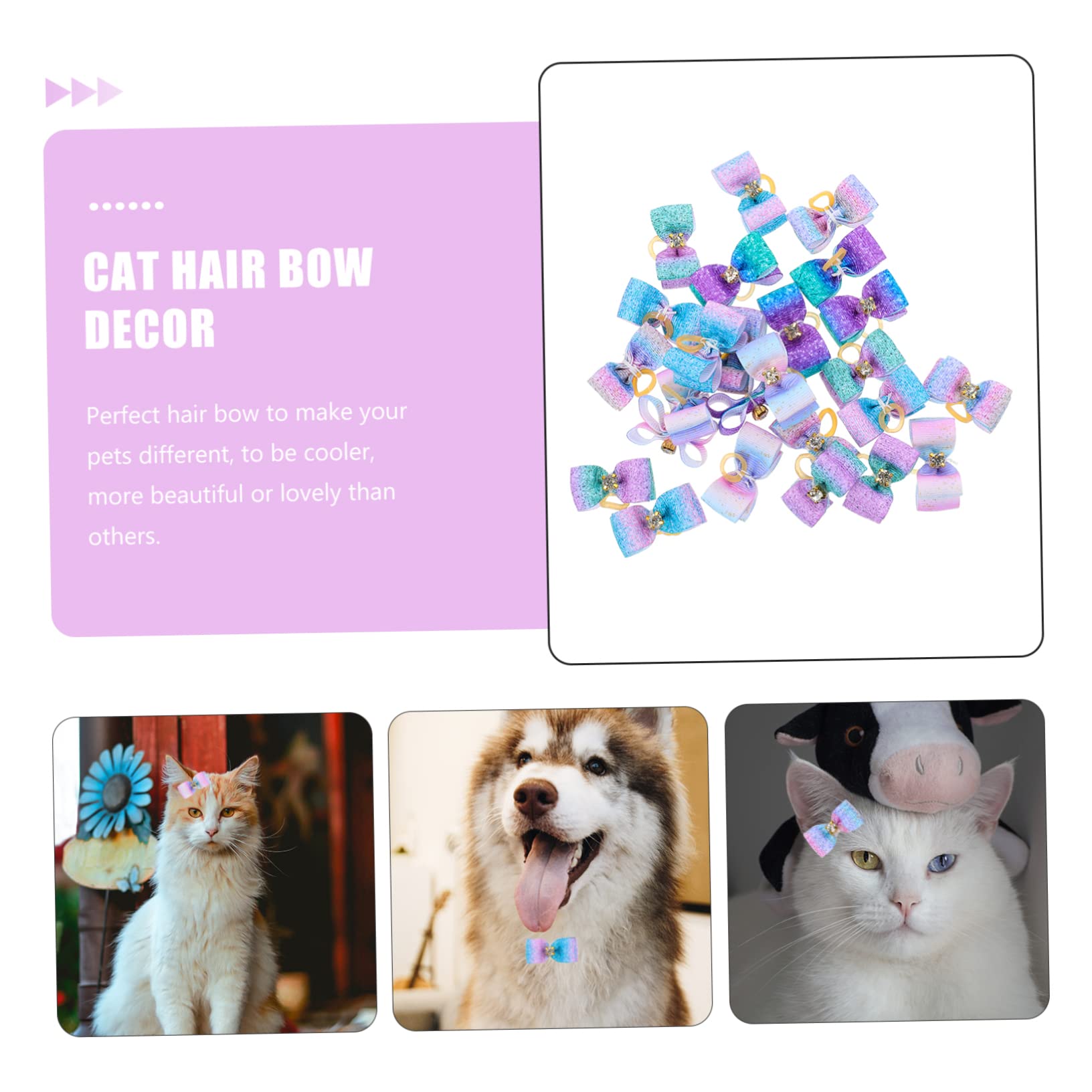 INOOMP 125 Piezas Flor de Cabeza de Mascota Perros Accesorios decoración para Mascotas Arcos de Pinzas para el Pelo de Mascotas Lazo de Pelo de Tocado de Mascota Venda