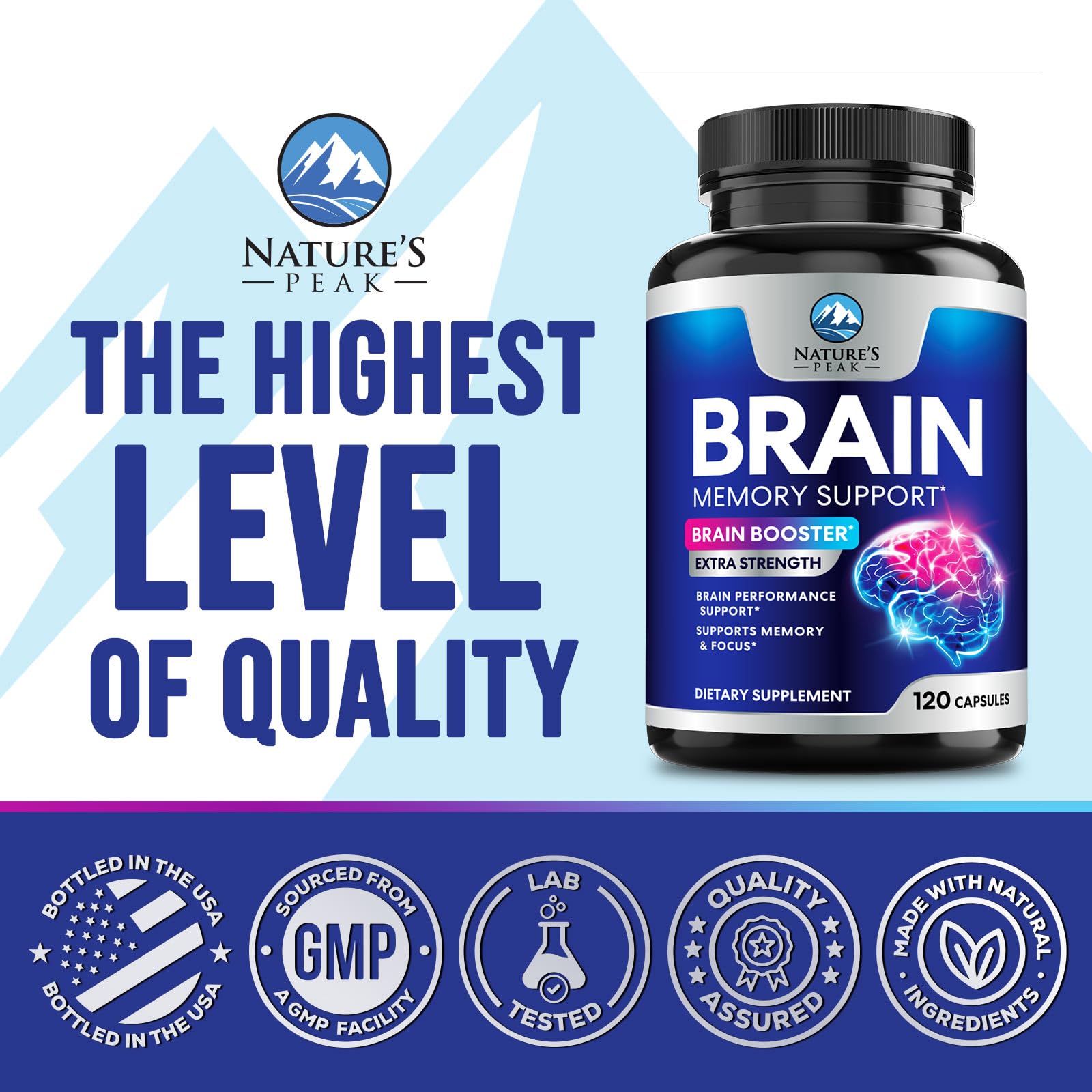 Brain Memory Supplement Pills - 3X Strength Nootropics for Concentration, Clarity & Focus Support - Brain Health Cognitive Vitamins B6 B12 with Folate & Phosphatidylserine, Brain Booster, 120 Capsules — Amazon image 4