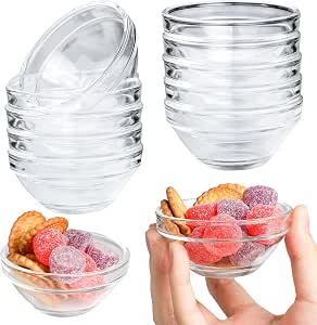 Epicover 10 Pcs Mini Glass Bowls - 1.35 Oz Small Prep Bowls For Ingredients, Sauces, Snacks, Stackable