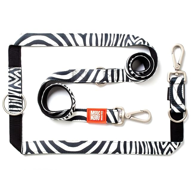 Max & Molly Zebra Classic Correa Multifunción, M, Blanco y Negro Cebreado