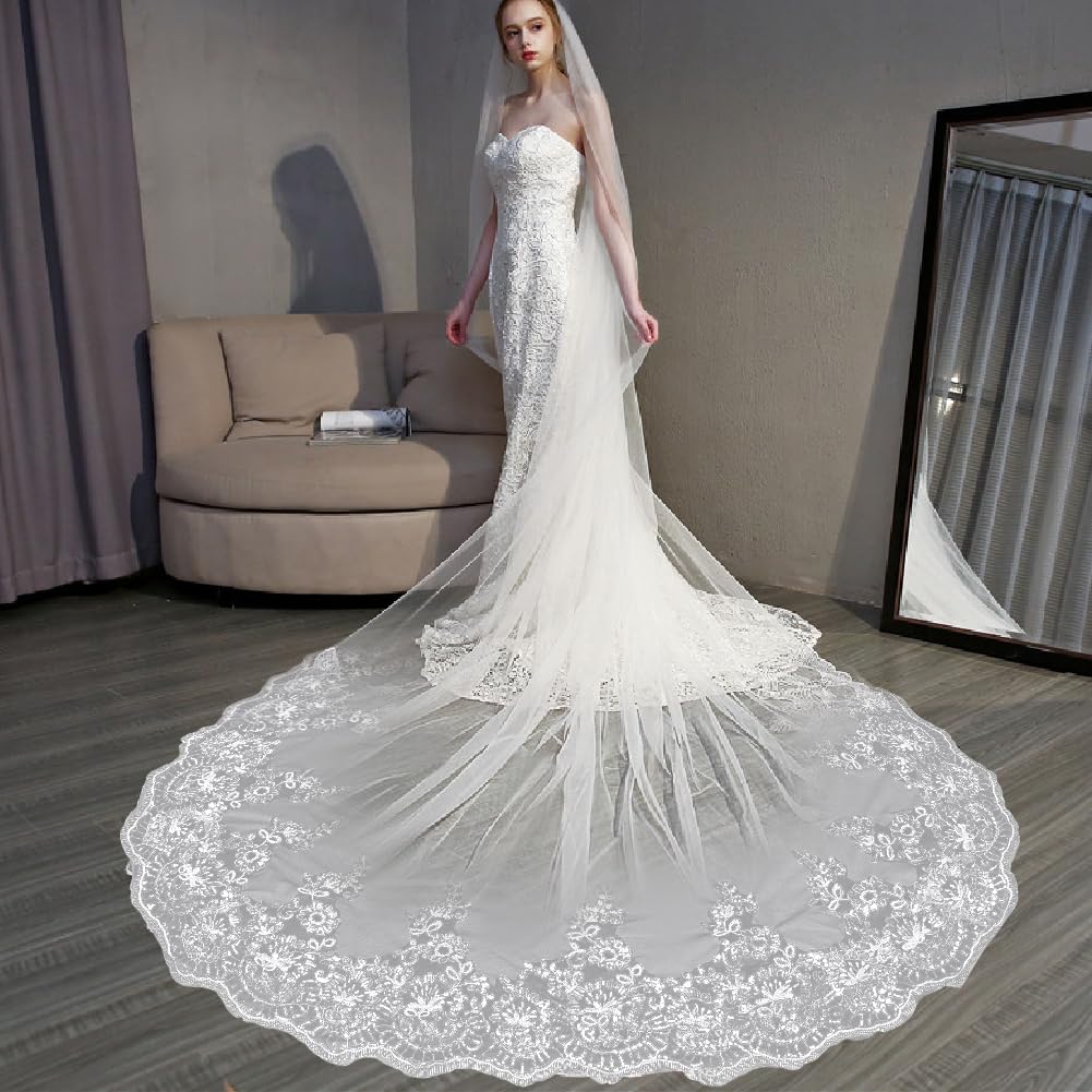Amazon.com: GORGECRAFT 400cm Wedding Cathedral Veil Long  display picture 3