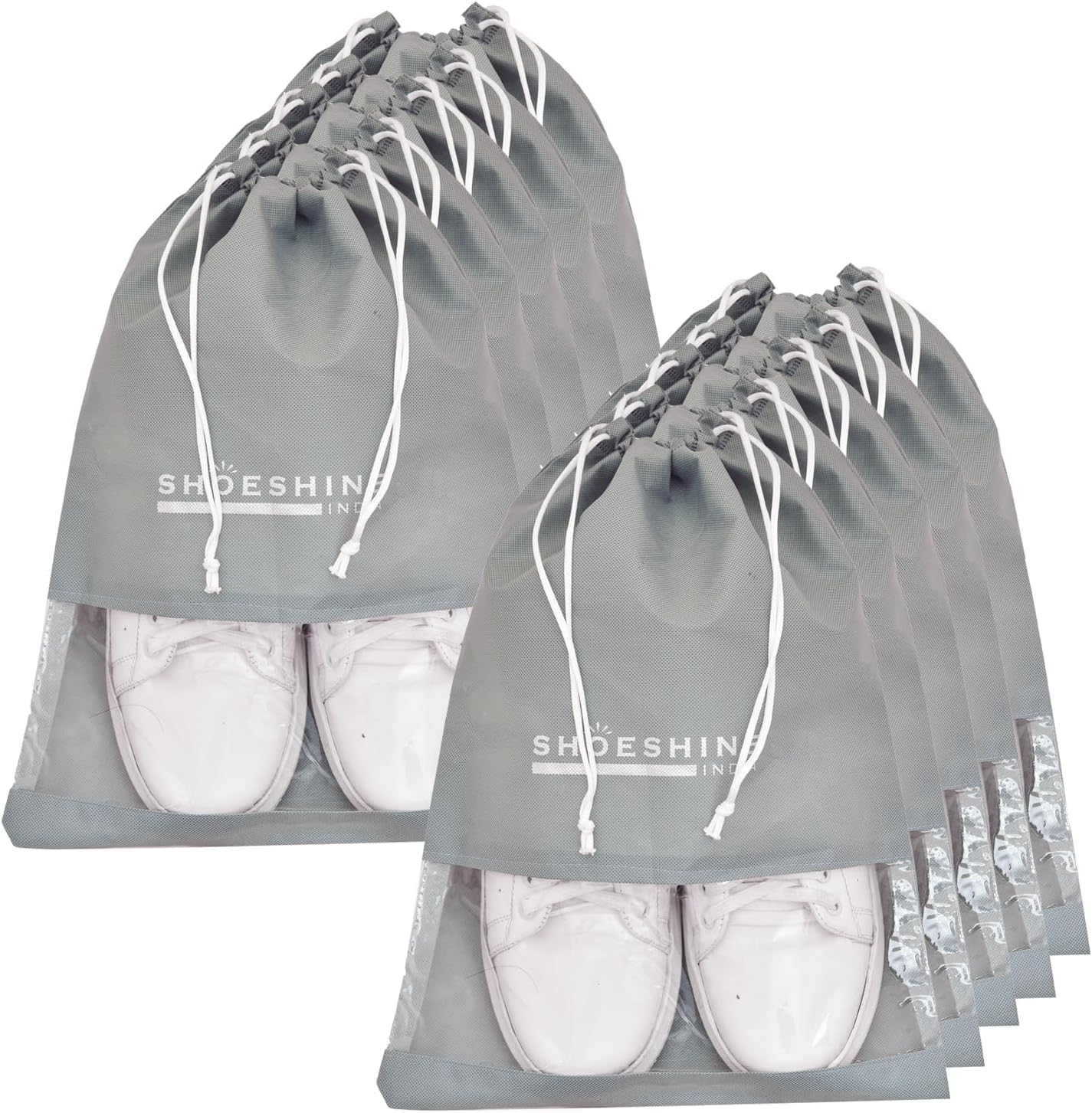 Shoe Bag for Storage Shoes for Men and Women Travel Essentials Shoe Cover or Shoe Bags Pouches Transparent Shoe Bag for Travel or Accessories - Pack of 10 Shoe Pouch