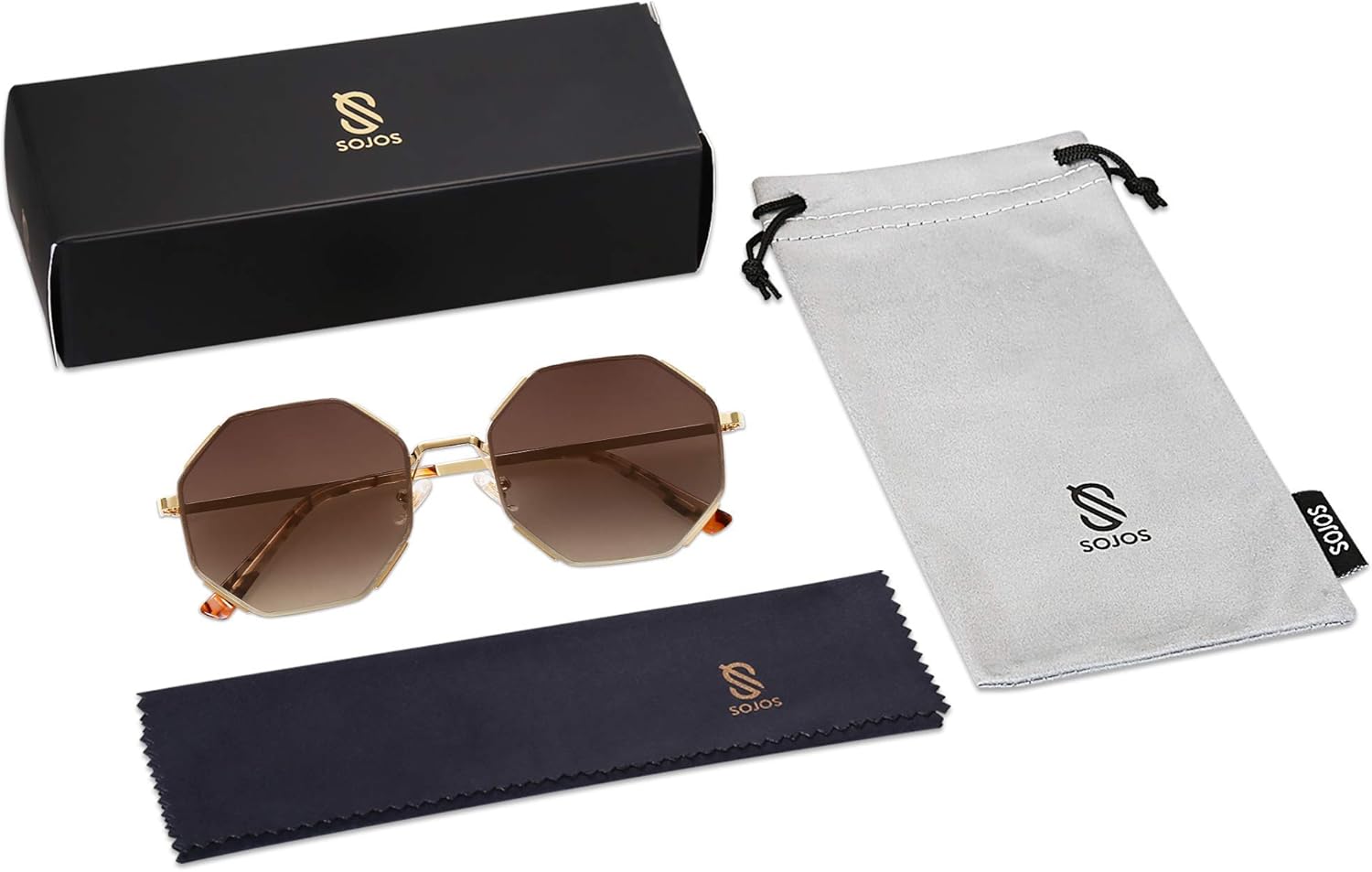 SOJOS Sunglasses for Women Men Classic Retro Polygon Shades UV400 - Image 6