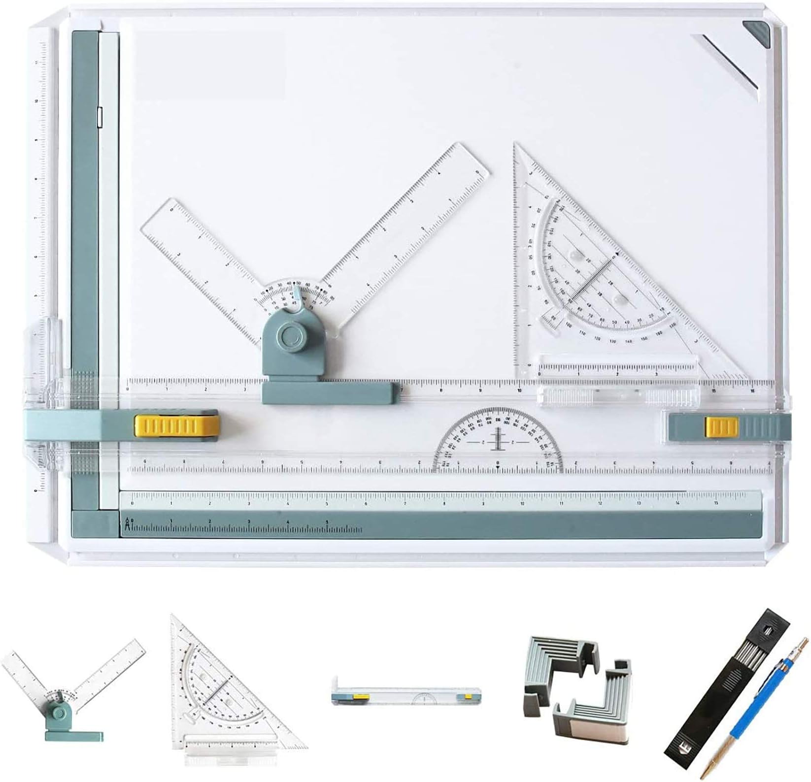 Inch A3 Drawing Board Drafting Table Multifunctional Drawing Board Table with Clear Rule Parallel Motion and Angle Adjustable Measuring System