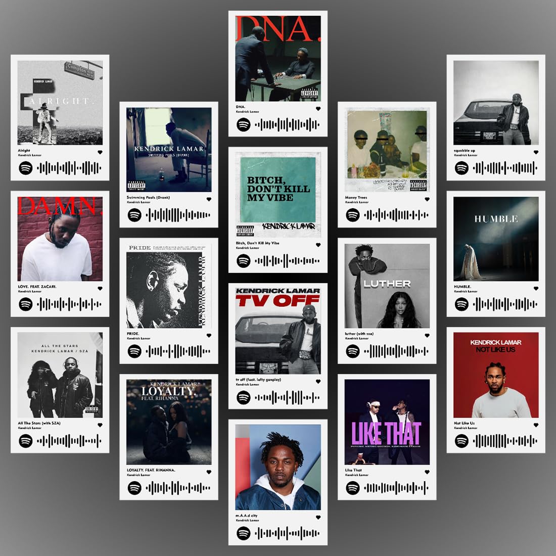 INDOARTNET - Kendrick Lamar Photocards | Mini Posters Kit (Set of 16) | Kendrick Lamar’s M.A.A.d city, HUMBLE., Money Trees Songs Photocard Size (8 x 6 cm) Posters for Phone Accessories, Bedroom, Office, Living room (Kendrick Lamar)-picture-14