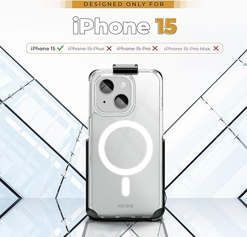 Miniatura 8 de MOTIVE Funda magnética transparente para iPhone 15 con clip para cinturón, (diseñada para Magsafe), protección militar contra caídas, funda delgada