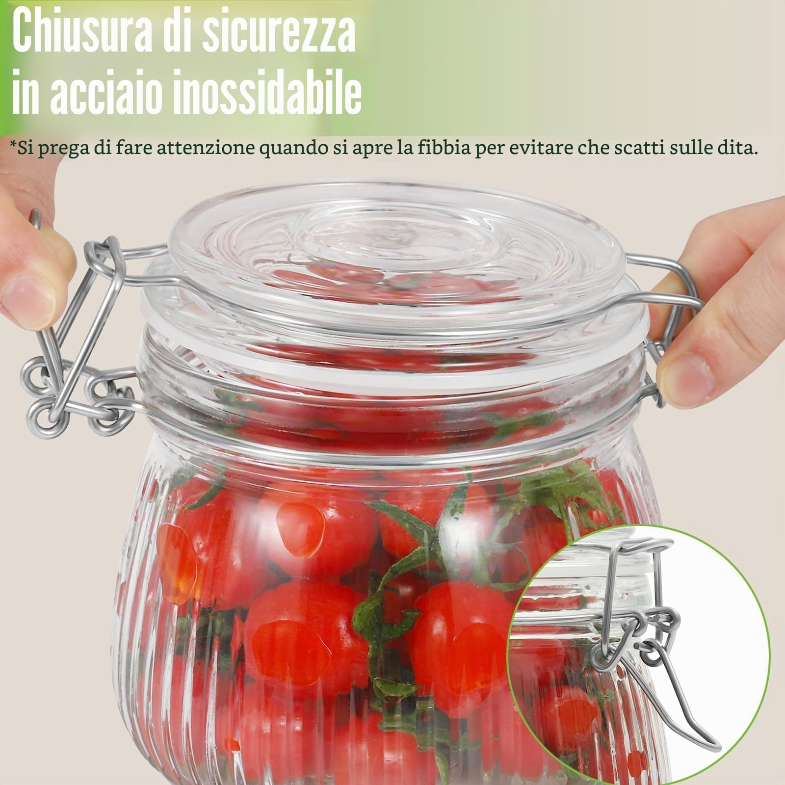 6 Barattoli Ermetici A Clip Da 500ml, Barattoli Ermetici Per Alimenti Con Etichette, Anello Di Gomma Barattoli Vetro Con Coperchio Per Vasetti Marmellata Cereali, Chicchi Di Caffè, Spezie