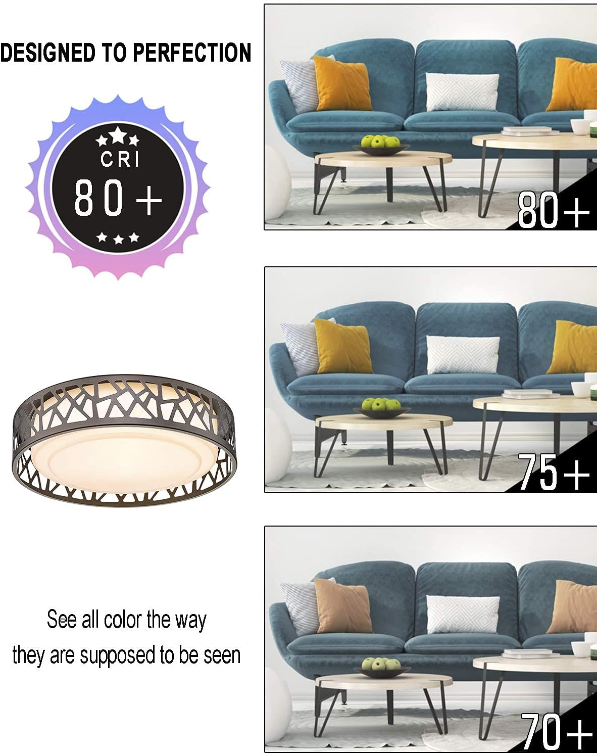 Flush Mount Light 3 Pack, 12 inch 15W LED Bedroom Light Fixtures Ceiling, 3000K Warm White, Oil Rubbed Bronze Fihished, ETL Listed (Metal Body and Acrylic Shade)