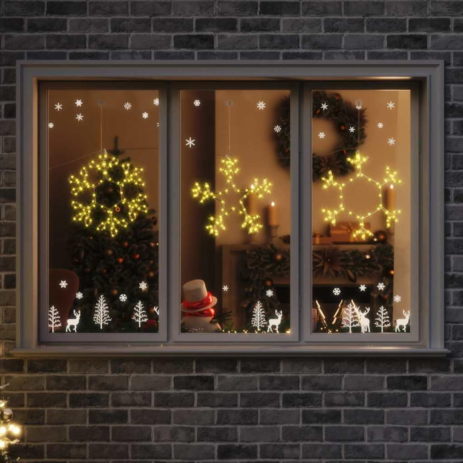 Gecheer Stella di Natale con Luci LED, Decorazione Illuminata per Casa 45x38 cm PVC, Stella Natalizia per Interni ed Esterni, Atmosfera Accogliente