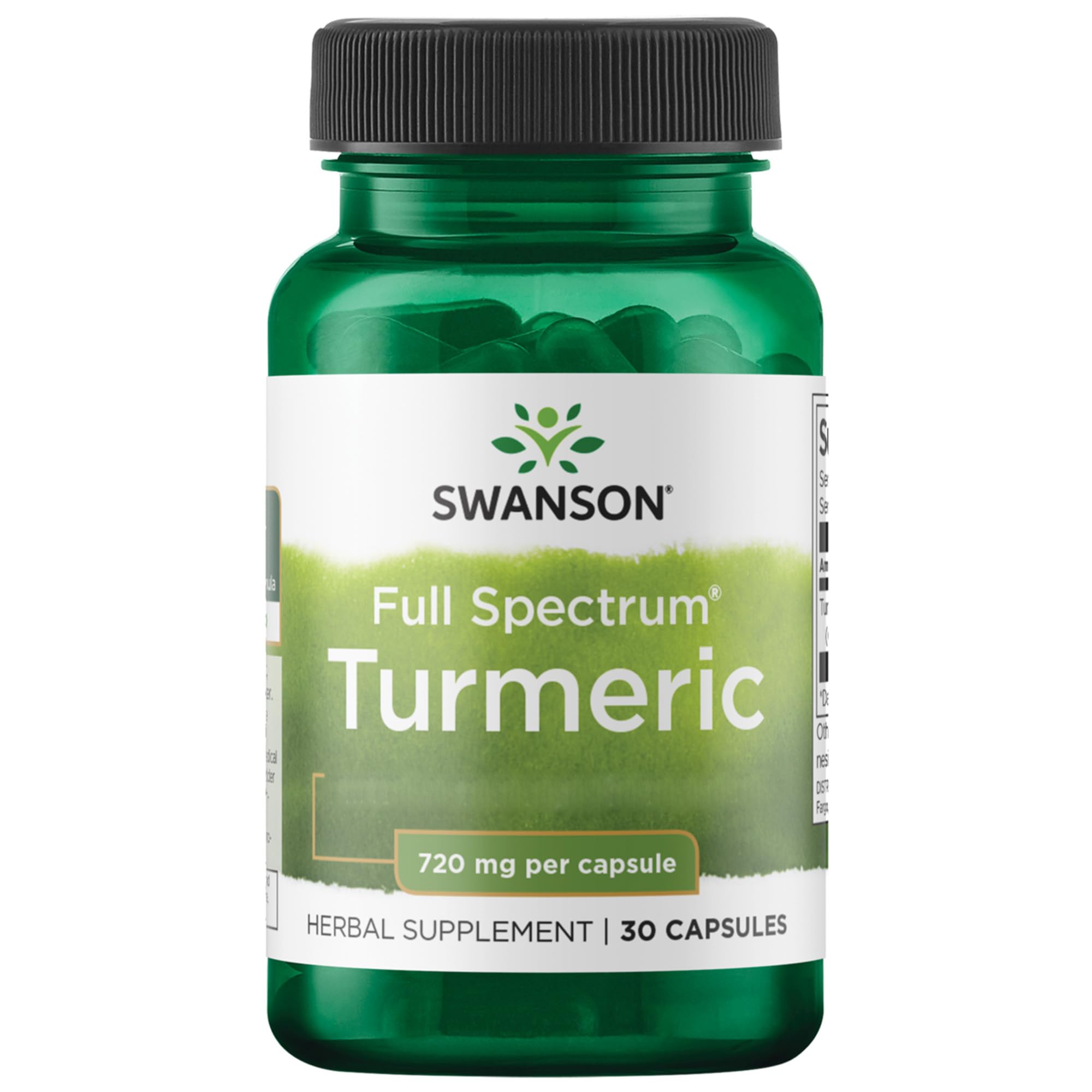 Swanson, Full Spectrum Turmeric, 720mg, 30 Capsules, SOYA-Free, Gluten-Free, GMO-Free