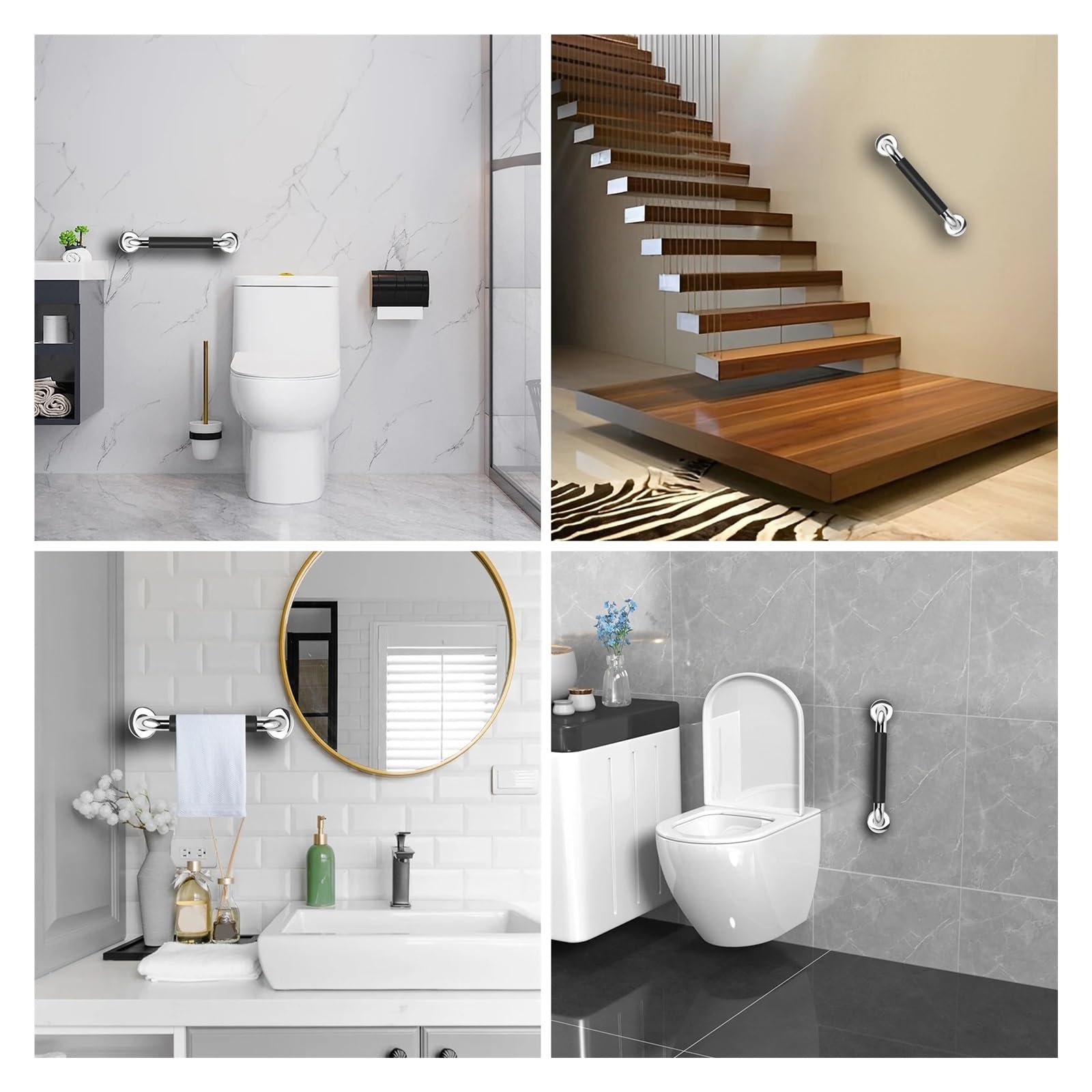 2 Pezzi di maniglioni di Sicurezza in Acciaio Inox per Doccia e WC, Ideali per Bagno e Vasca, Antiscivolo e anticaduta, per Anziani e Persone con disabilità (Giallo)