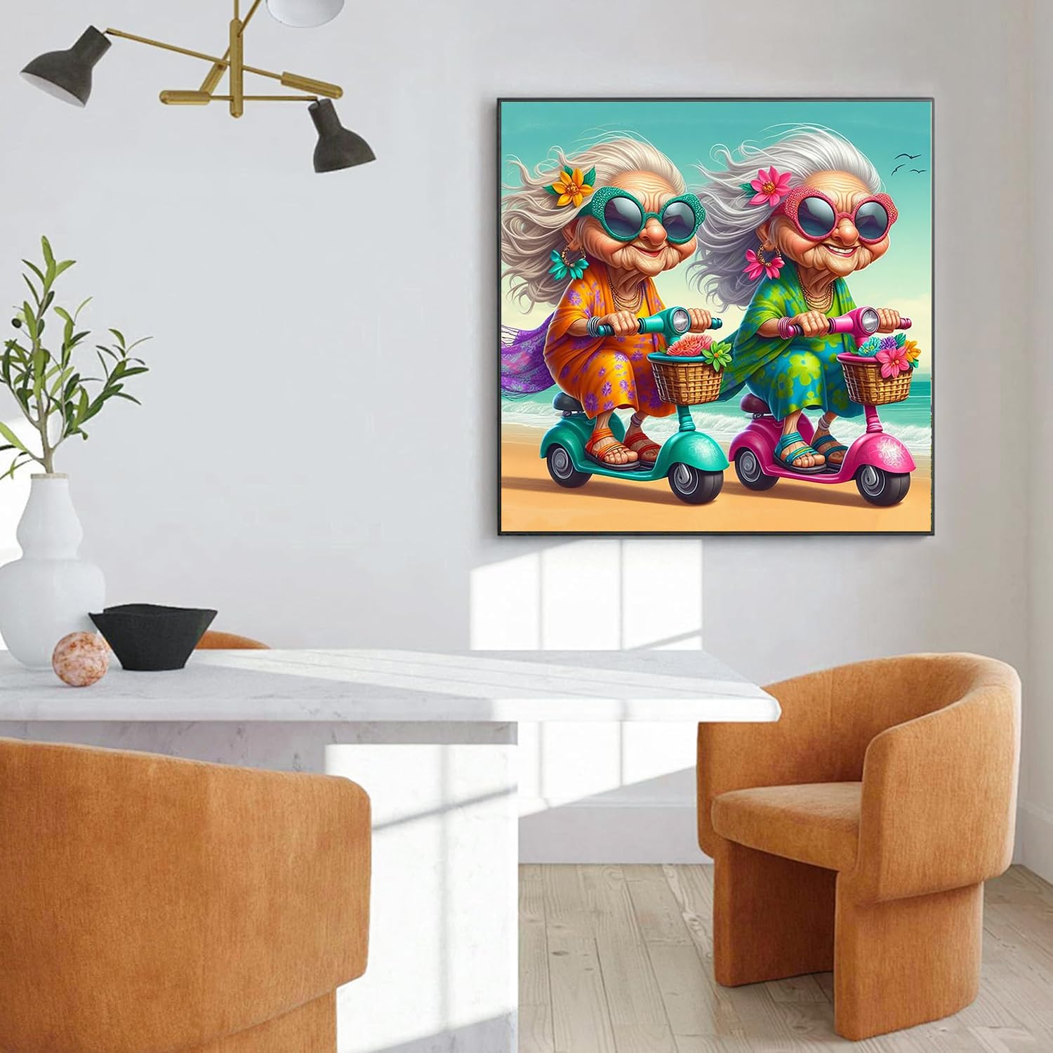 mrpwnle Zestawy sztuki diamentowej dla dorosłych, babcie, zestawy do malowania diamentami dla początkujących, DIY, łatwe nadmorskie diamenty, zestaw do malowania 5D, pełny zestaw artystyczny