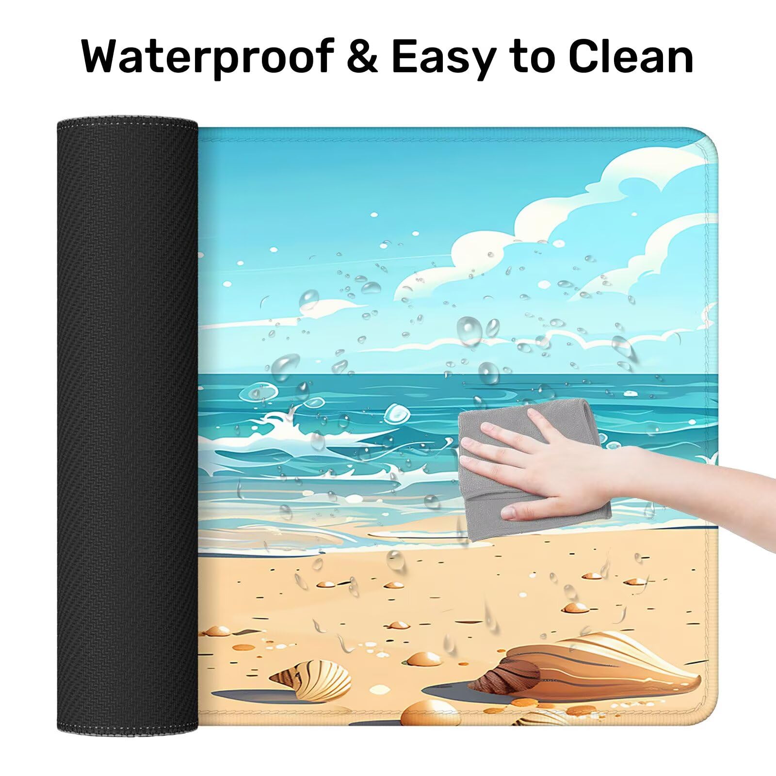 Podkładka pod mysz XXL 1000 x 500 mm, podkładka pod mysz plażową, podkładka pod mysz do gier z antypoślizgową gumową podstawą, butelka na biurko ze zszytymi krawędziami, XXL podkładka pod mysz do gier