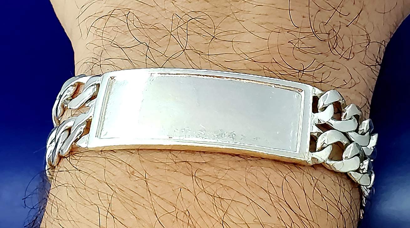 16 mm Heavy Solid Sterling Silver Double 2 Row Curb Link ID Bracelet Handmade in USA 8 Inches 39 Grams