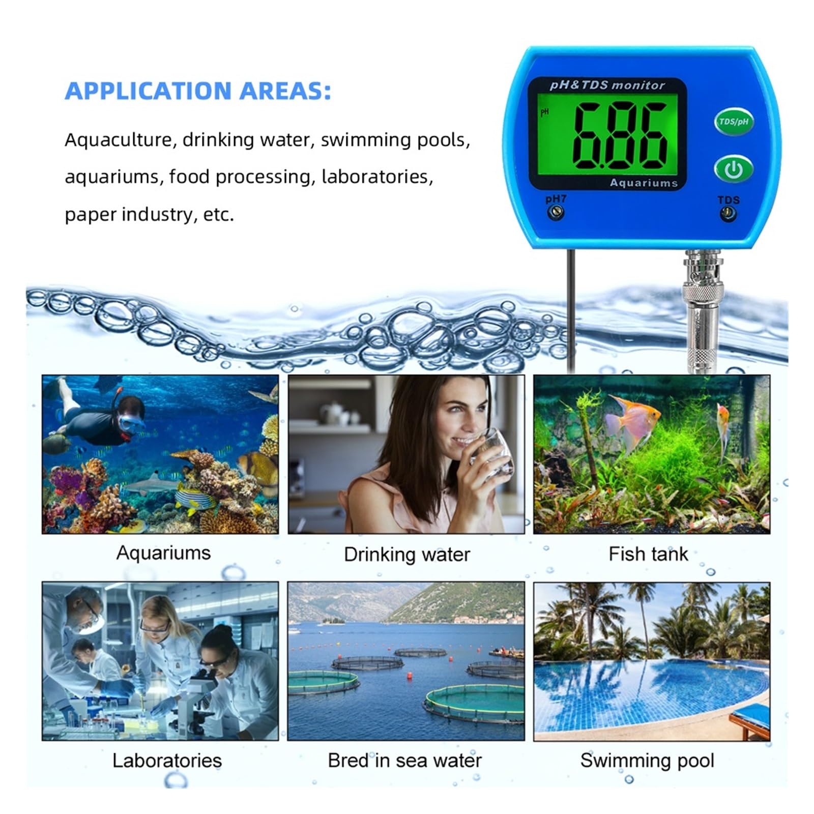 Mini Parámetro Multifunción, Monitor De Buena Calidad Del Agua, Medidor De PH TDS, Analizador Multiparámetro De Calidad Del Agua