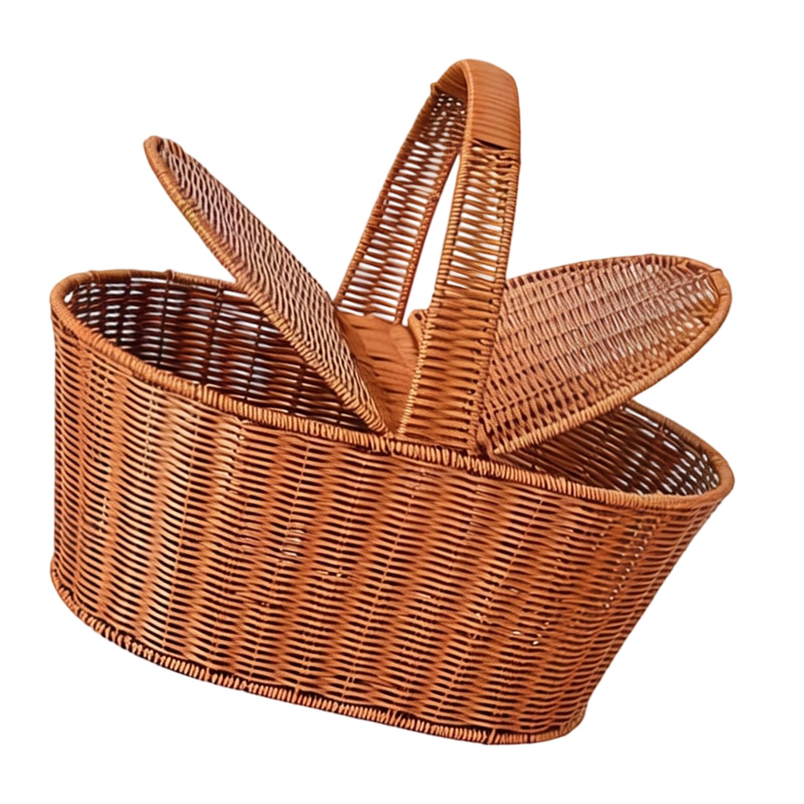 Tsophreniq Rustics Design Rattan Basket with Closure and Strong Handles Great for Groceries and Picnics Supplies Traditional Outdoor Meal Bag