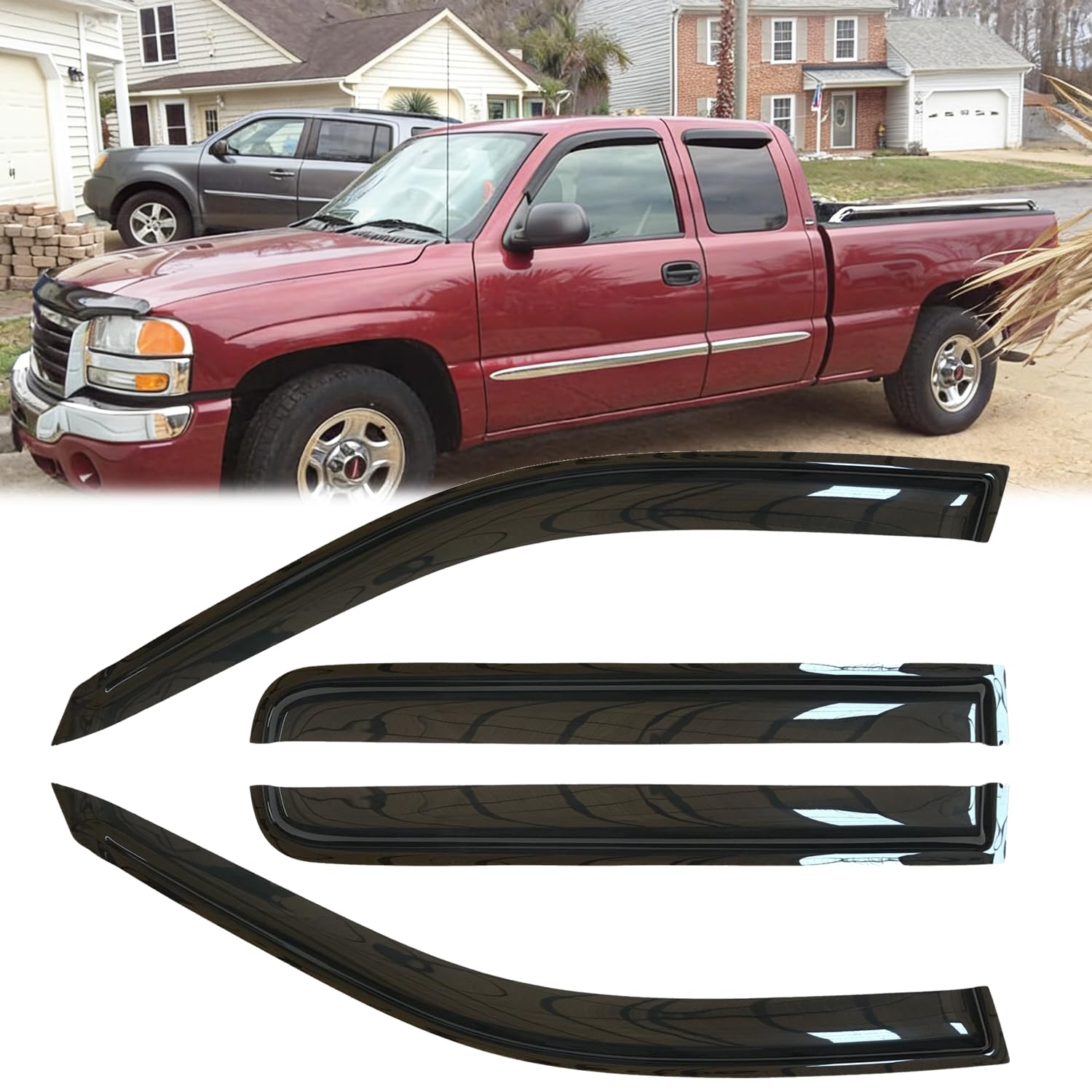Kucaruce Shatterproof Rain Deflector for 99-06 Silverado/Sierra