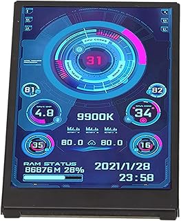 Mini Tela IPS USB de 3,5 Polegadas, Monitor de Temperatura do PC, CPU RAM HDD Exibição de Temperatura de Dados, Rotação de 360 graus Tipo C Subtela para Caixa do Computador